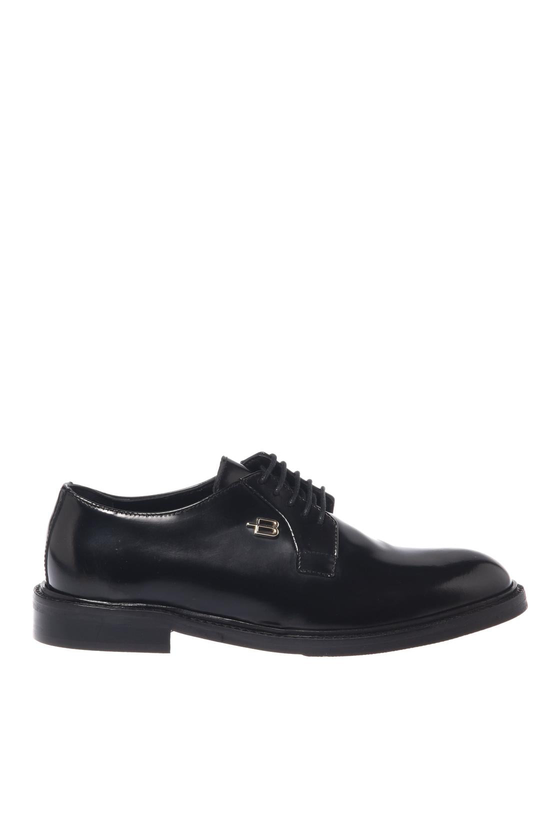 Baldinini-Black brushed leather lace-ups-Flache Schuhe-Black-Deal-Outlet-by-ARCHIVIST