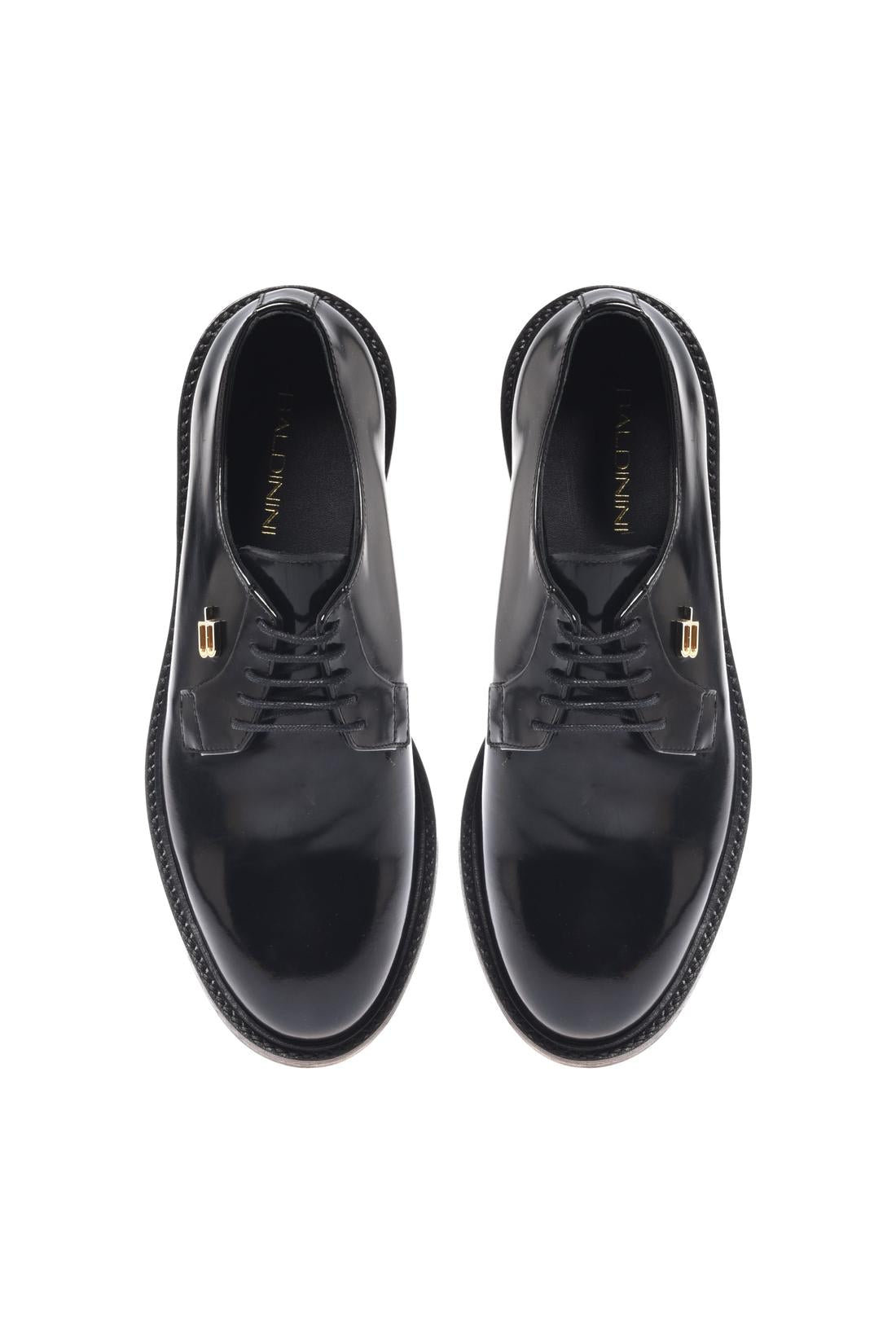 Baldinini-Black brushed leather lace-ups-Flache Schuhe-Black-Deal-Outlet-by-ARCHIVIST