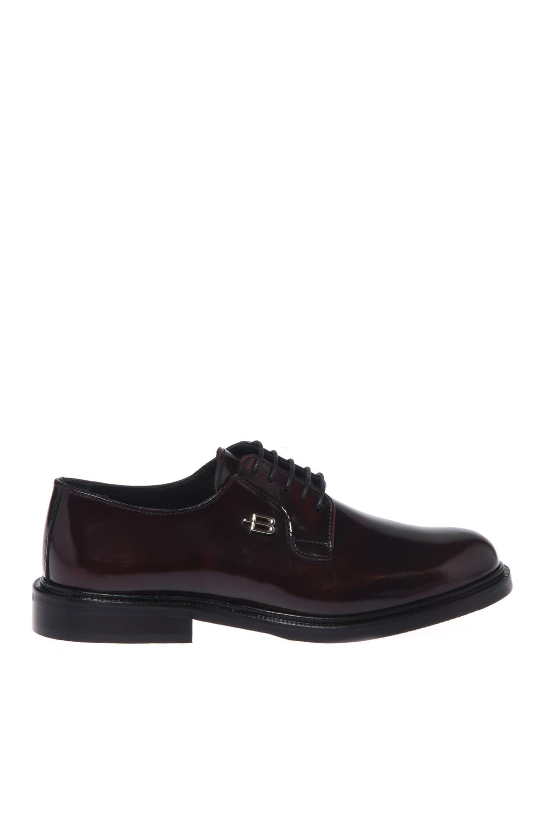 Baldinini-Burgundy brushed leather lace-ups-Flache Schuhe-Black-Deal-Outlet-by-ARCHIVIST