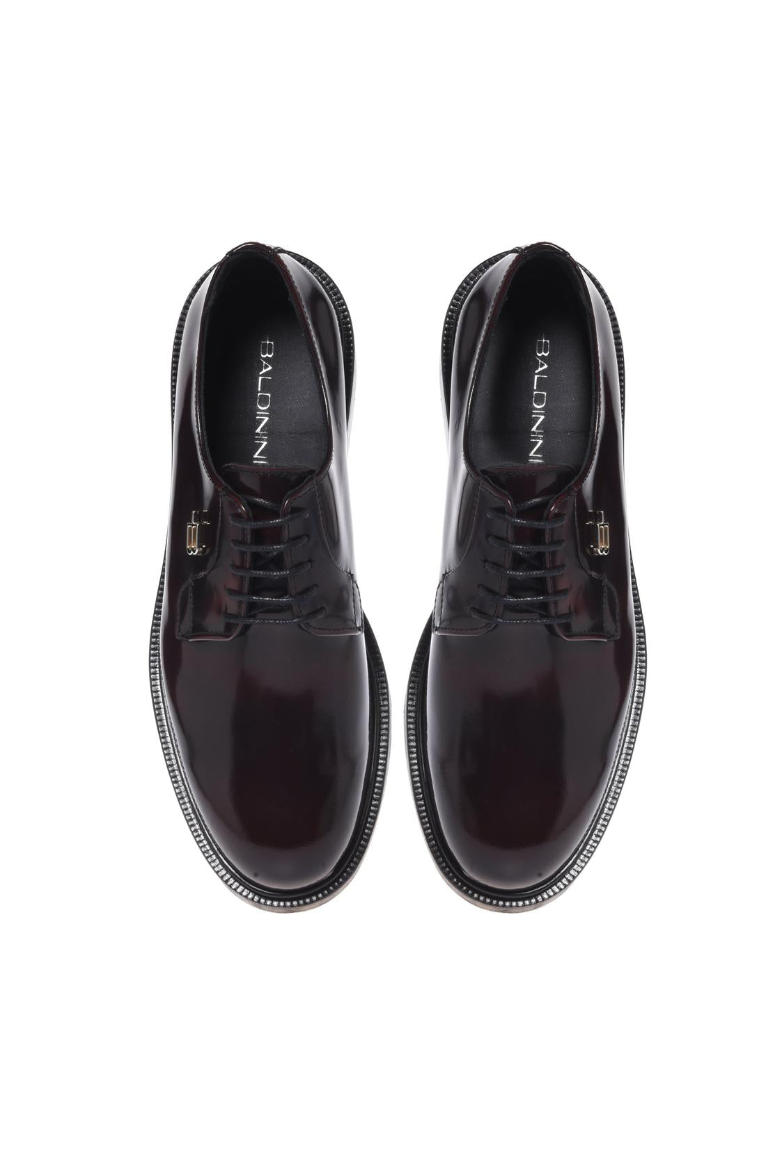 Baldinini-Burgundy brushed leather lace-ups-Flache Schuhe-Black-Deal-Outlet-by-ARCHIVIST