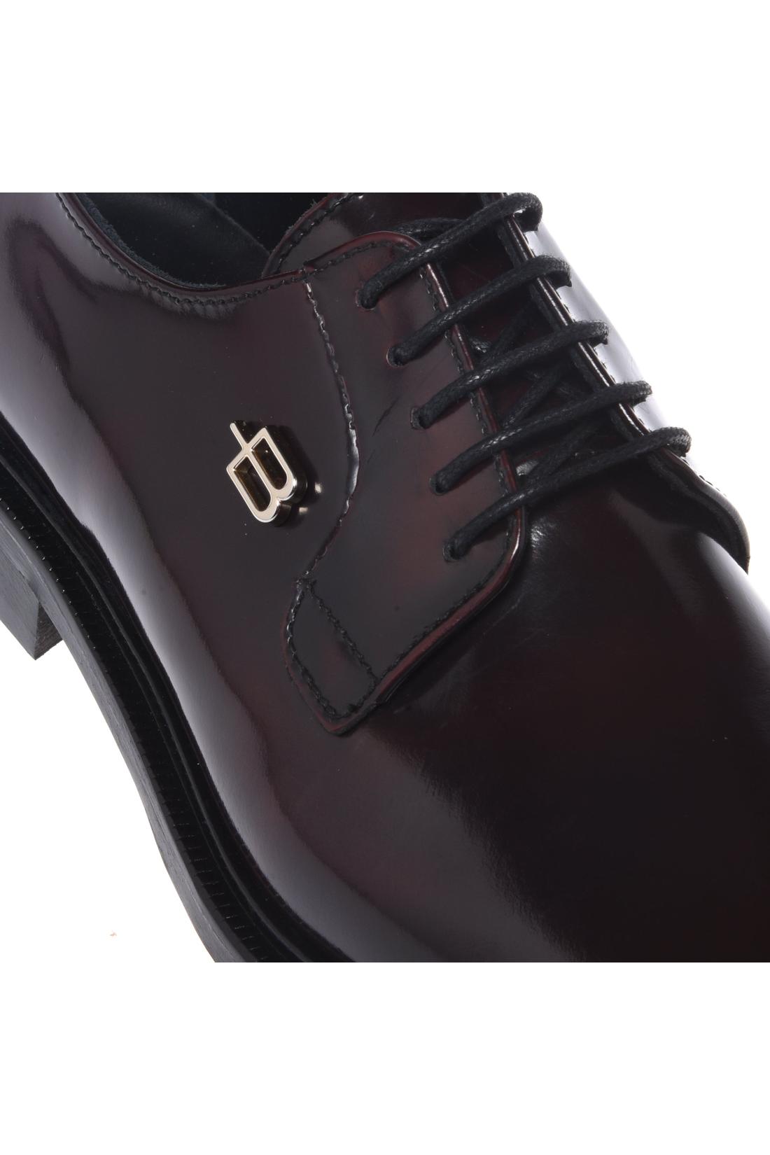 Baldinini-Burgundy brushed leather lace-ups-Flache Schuhe-Black-Deal-Outlet-by-ARCHIVIST