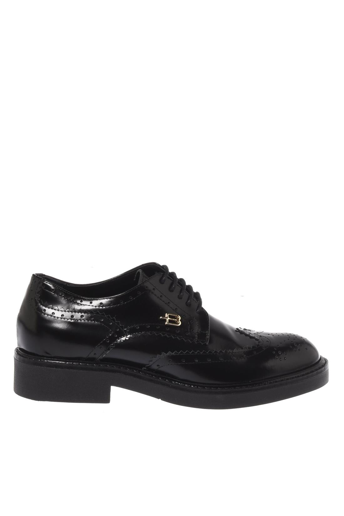 Baldinini-Black brushed leather lace-ups-Flache Schuhe-Black-Deal-Outlet-by-ARCHIVIST