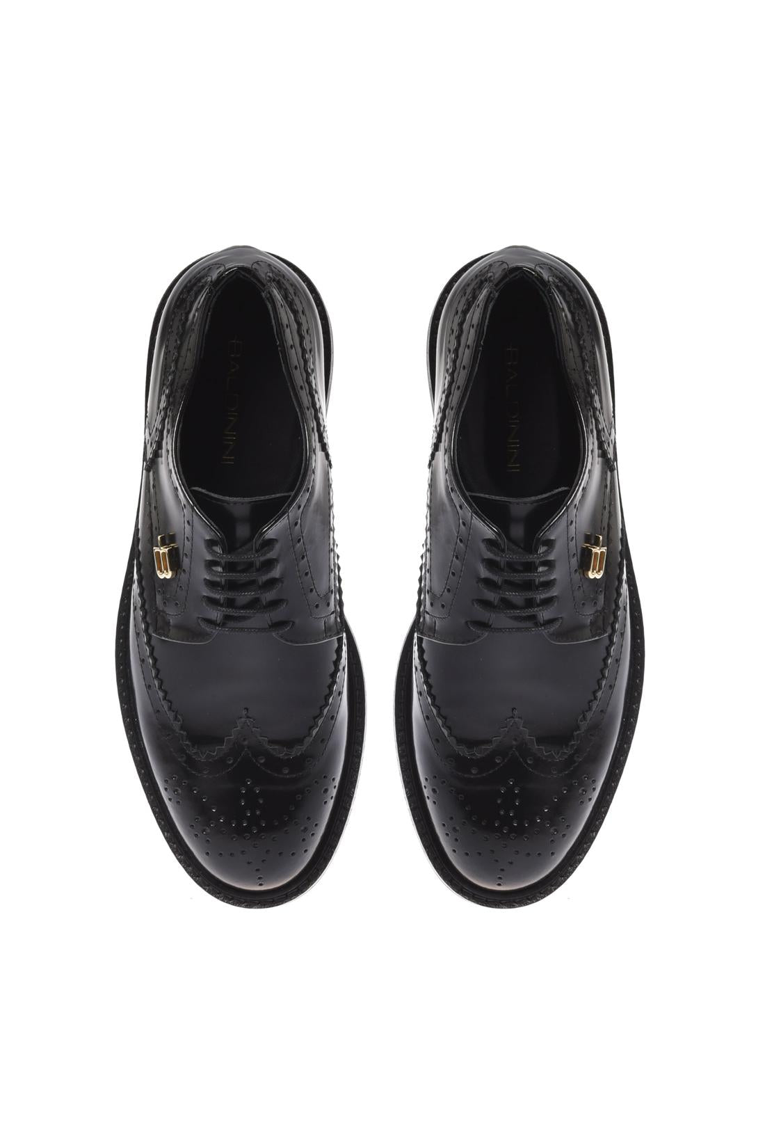 Baldinini-Black brushed leather lace-ups-Flache Schuhe-Black-Deal-Outlet-by-ARCHIVIST
