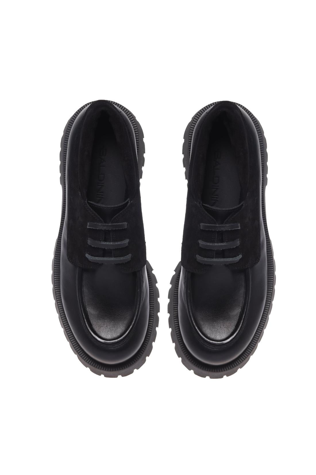 Baldinini-Black leather lace-ups-Flache Schuhe-Black-Deal-Outlet-by-ARCHIVIST