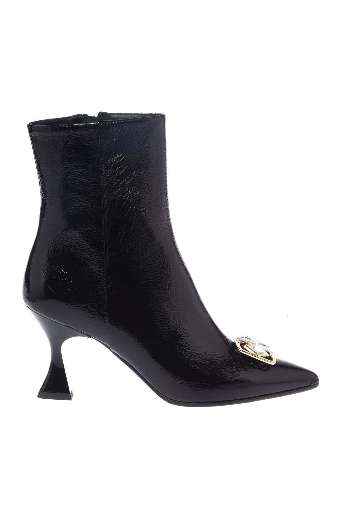Black Naplak leather ankle boots