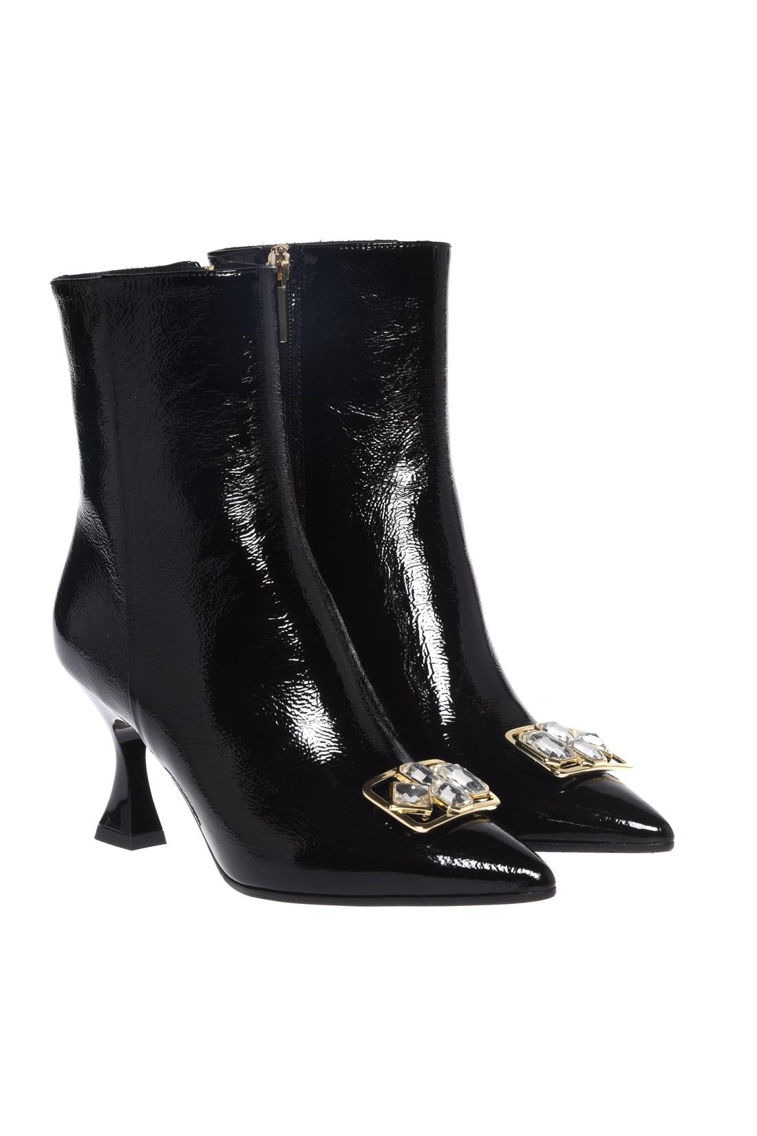 Black Naplak leather ankle boots