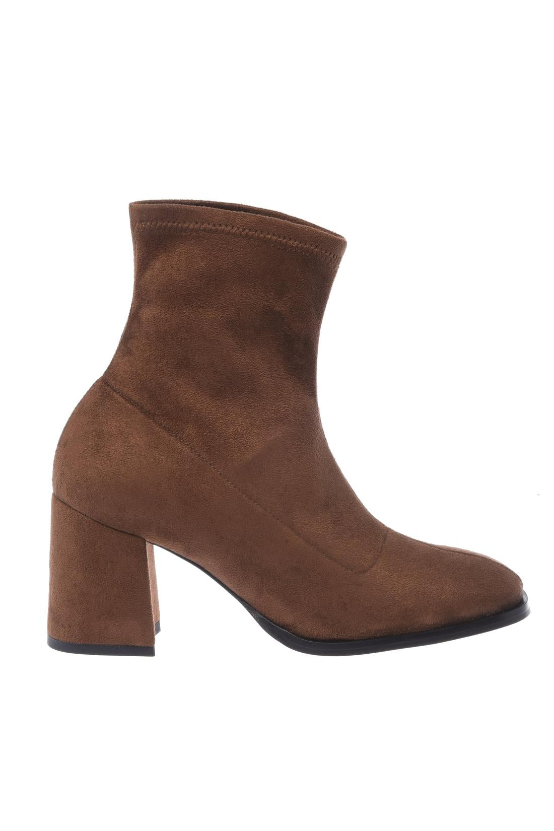 Brown eco-suede ankle boots