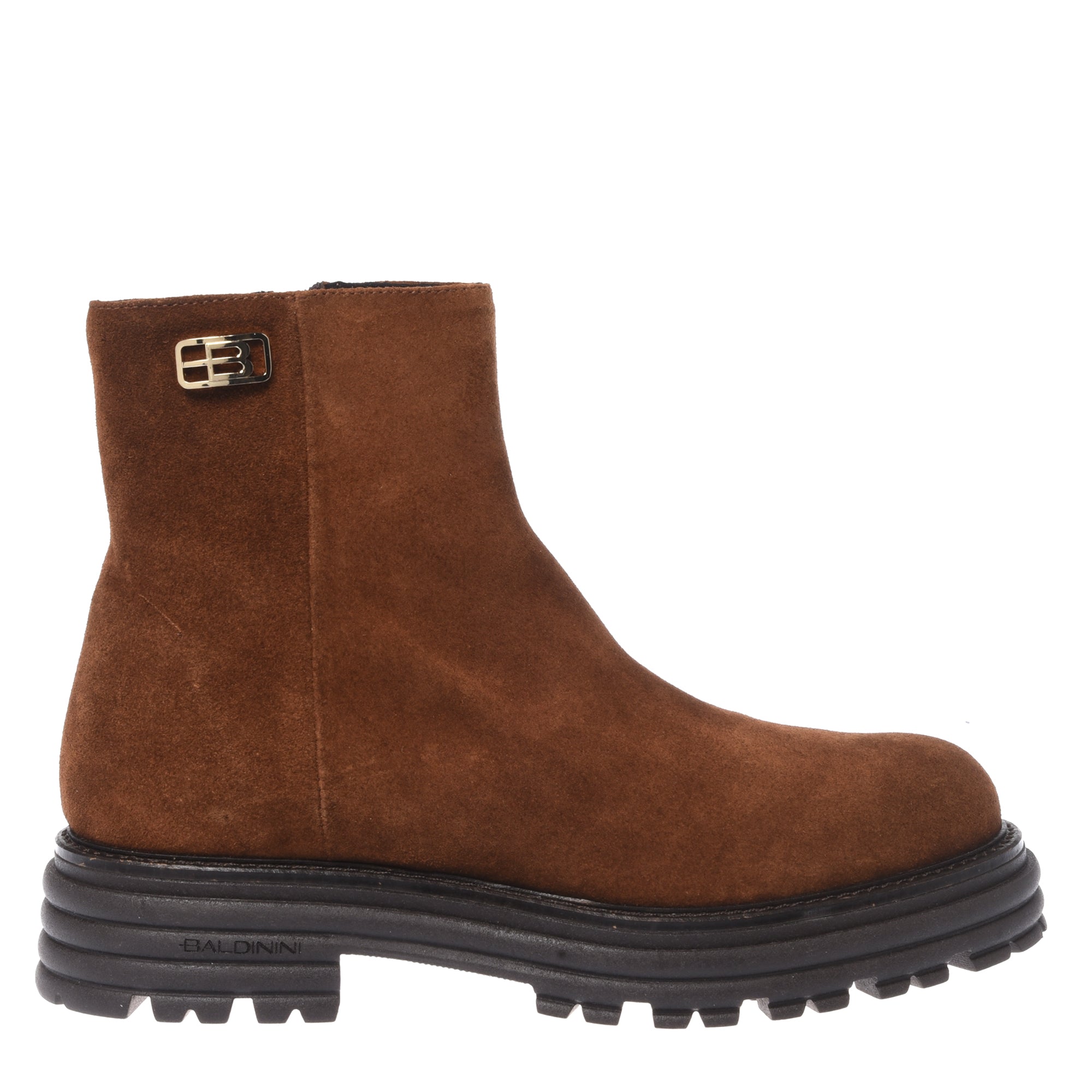 Brown suede leather ankle boots