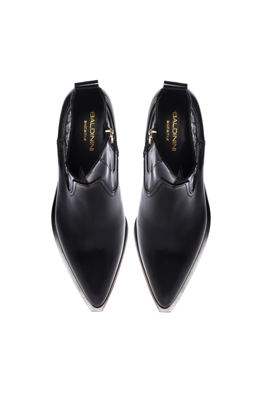 Baldinini-Black leather cowboy ankle boots-Stiefel & Stiefeletten-Black-Deal-Outlet-by-ARCHIVIST