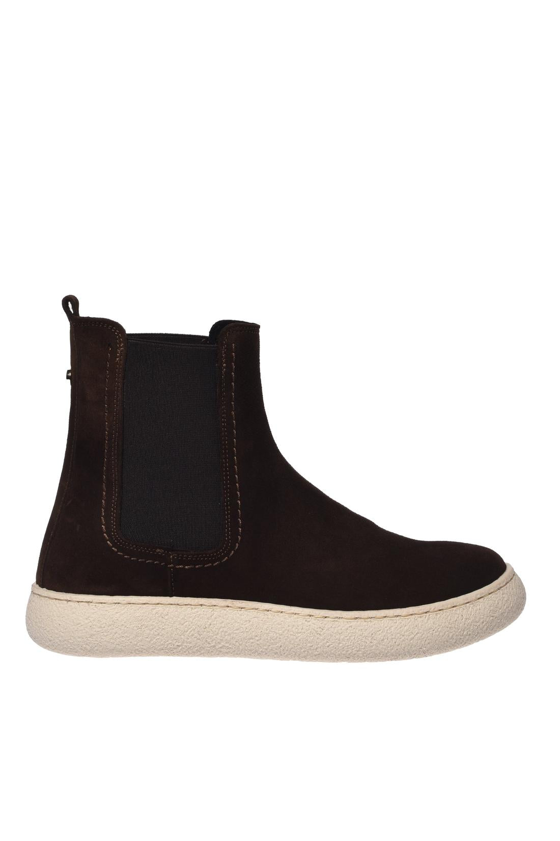 Dark brown suede leather ankle boots