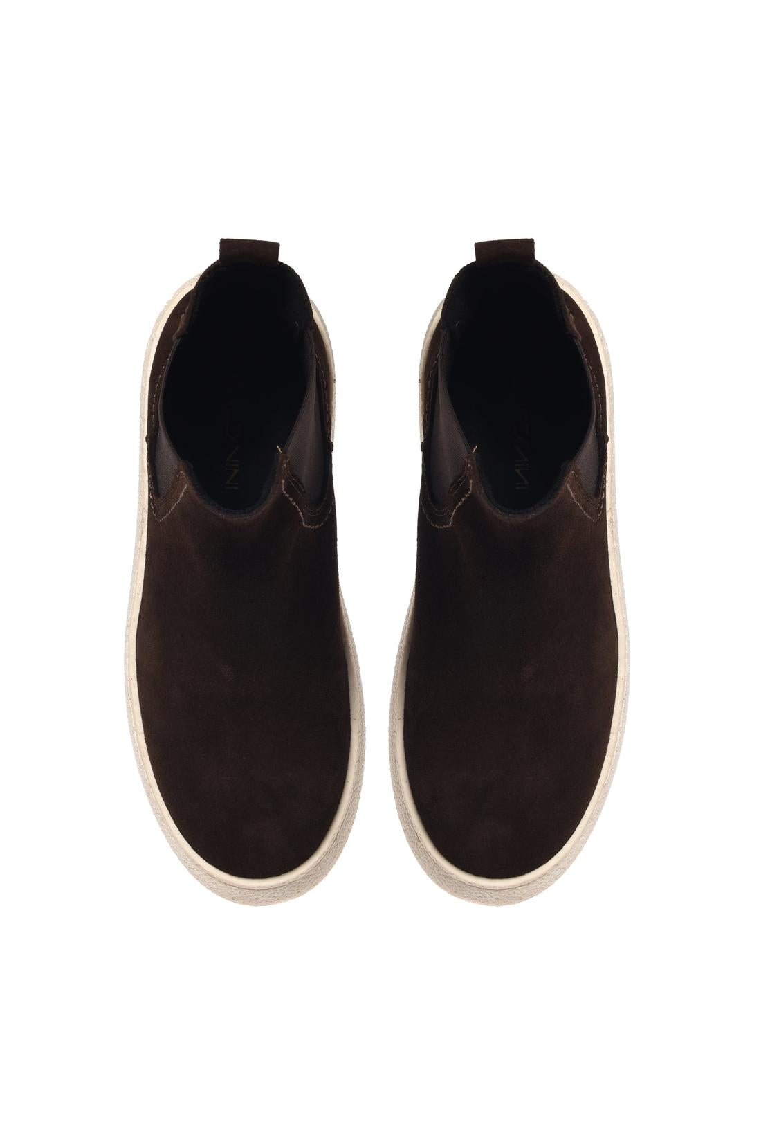 Dark brown suede leather ankle boots