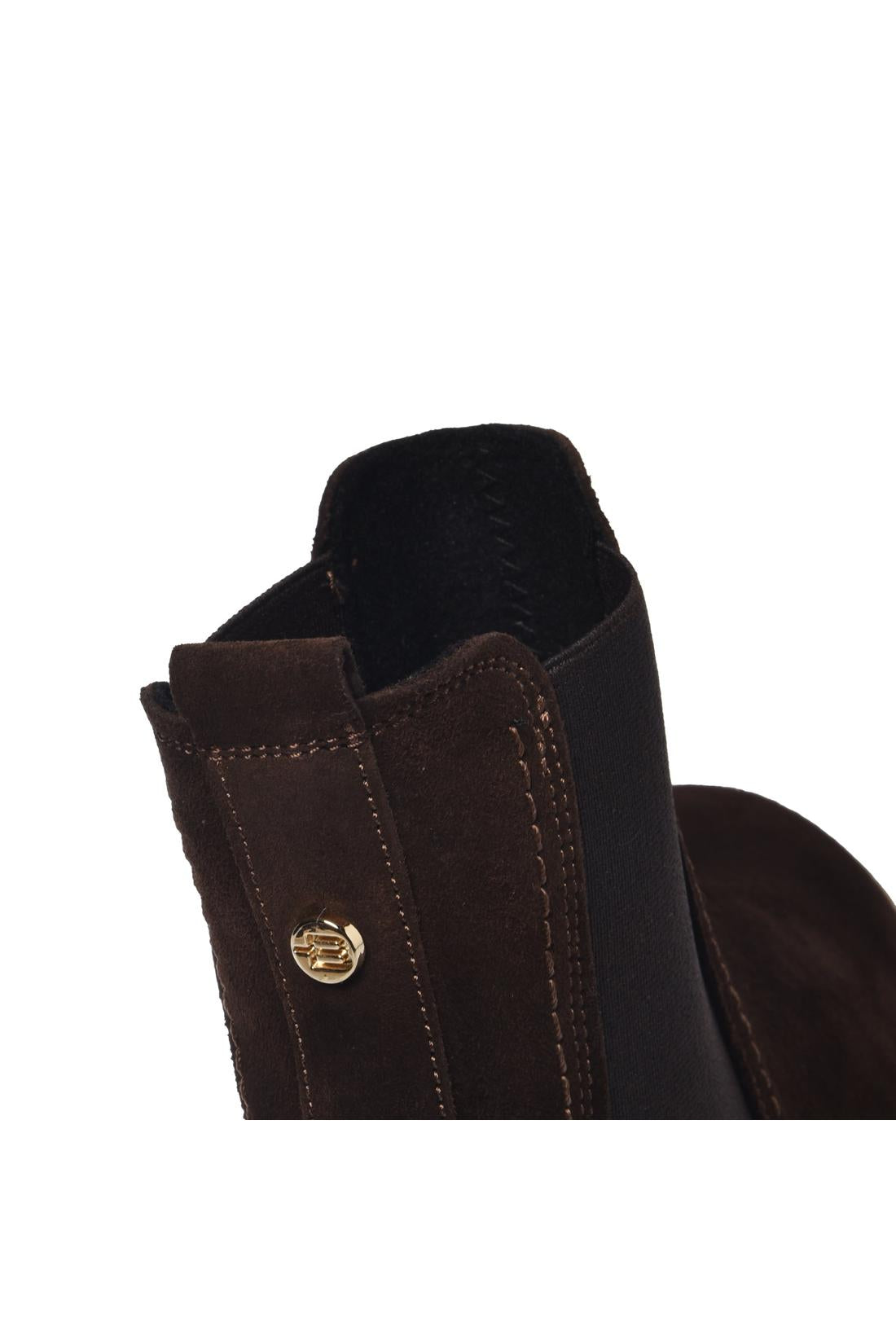 Dark brown suede leather ankle boots