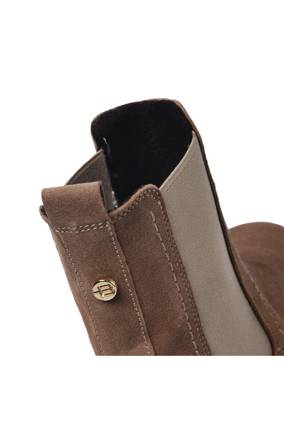 Taupe suede leather ankle boots