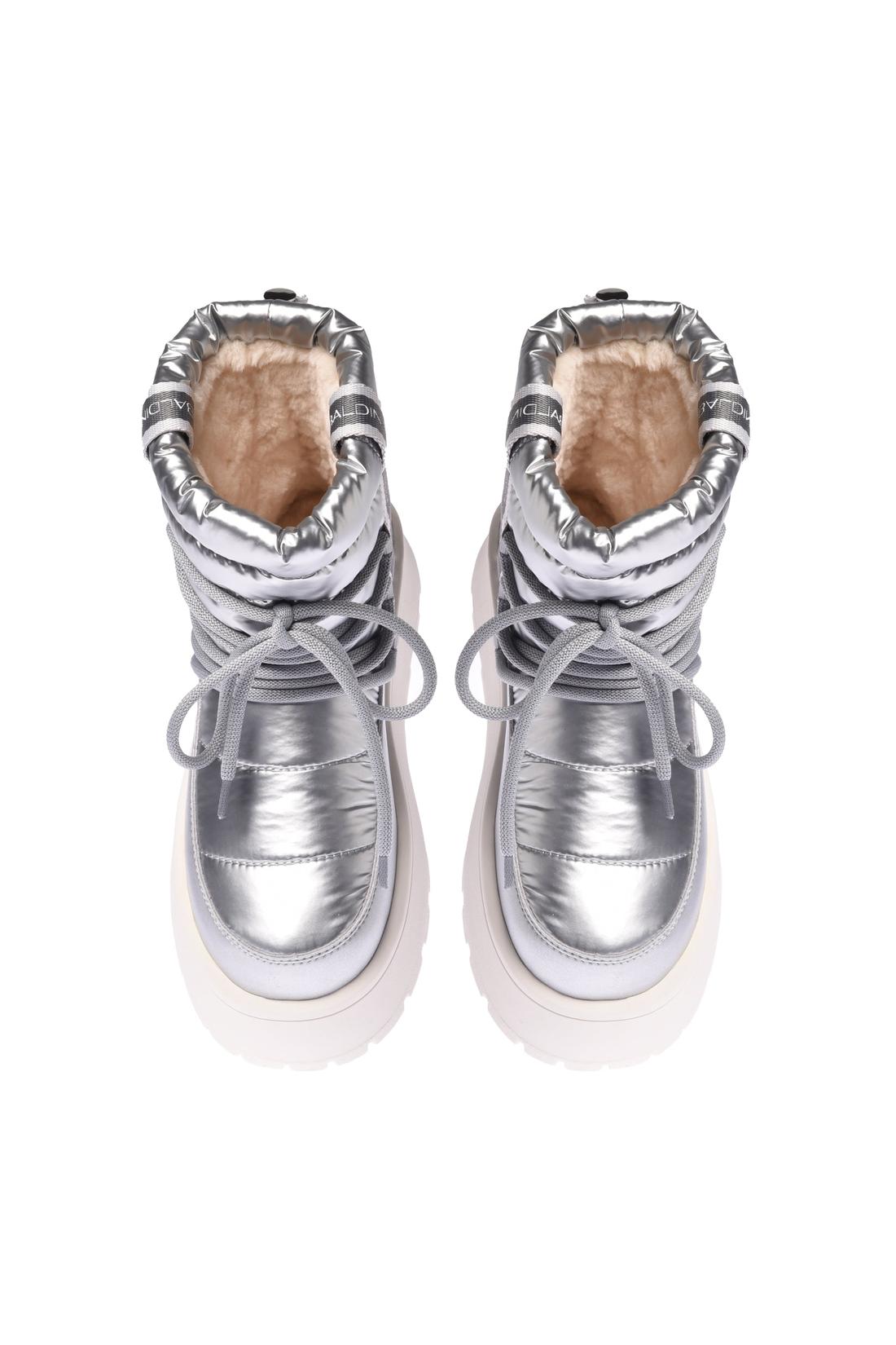 Ankle boot in leather and silver nylon