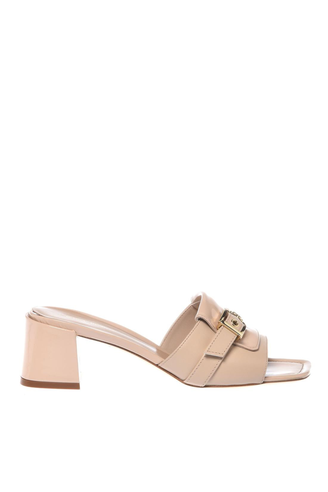 Nude leather and patent mule