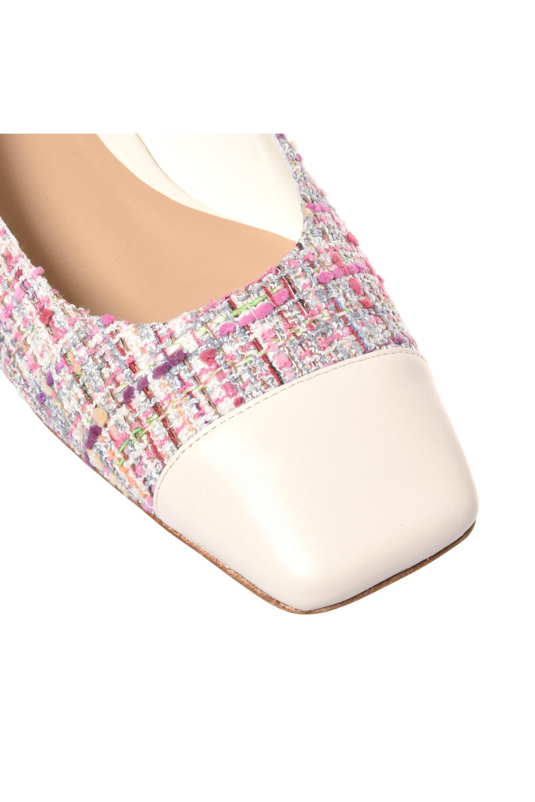 Off white nappa and multicolor tweed slingback