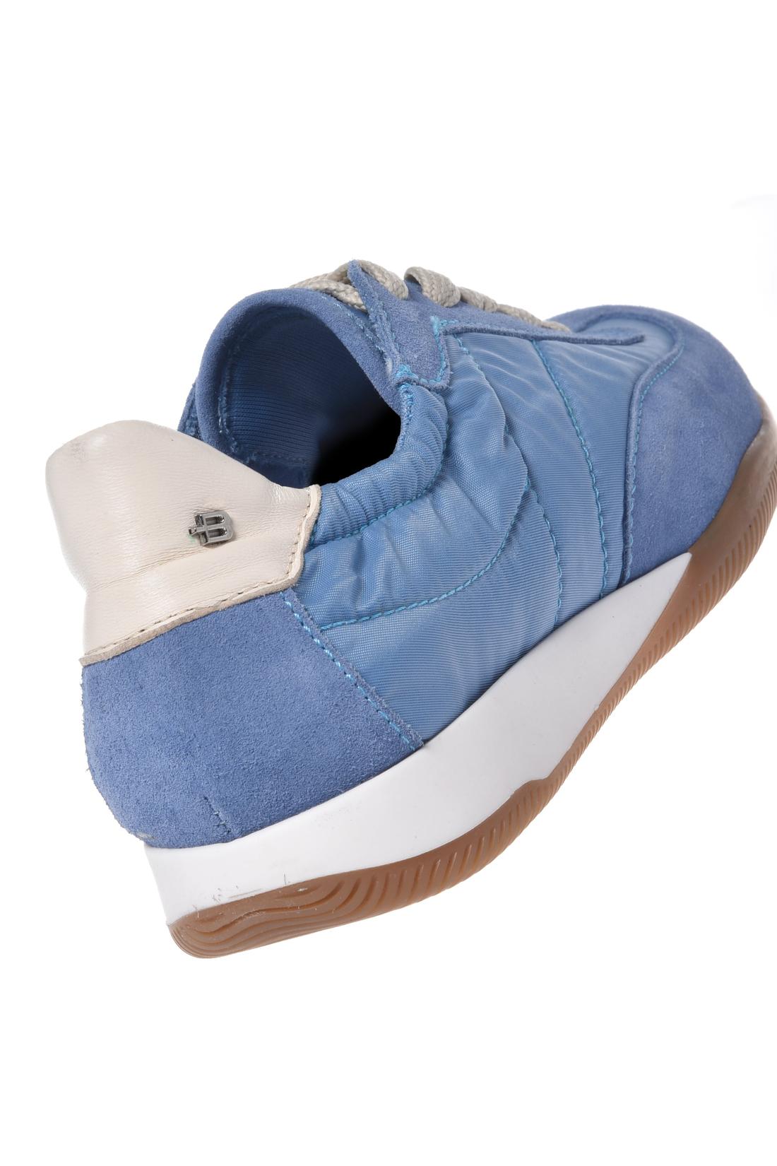 Cerulean blue suede and fabric sneaker