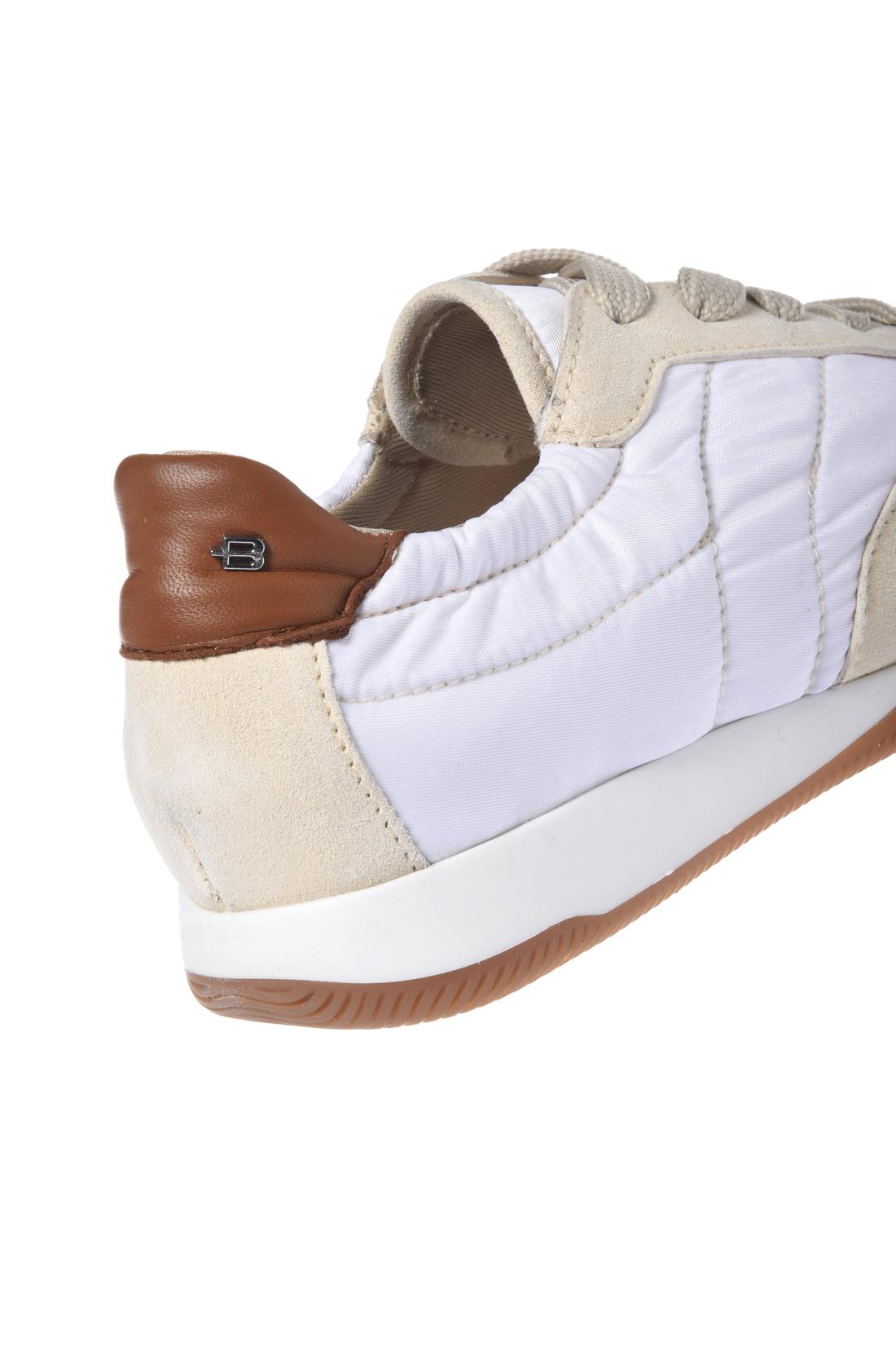 Beige suede and white fabric sneaker