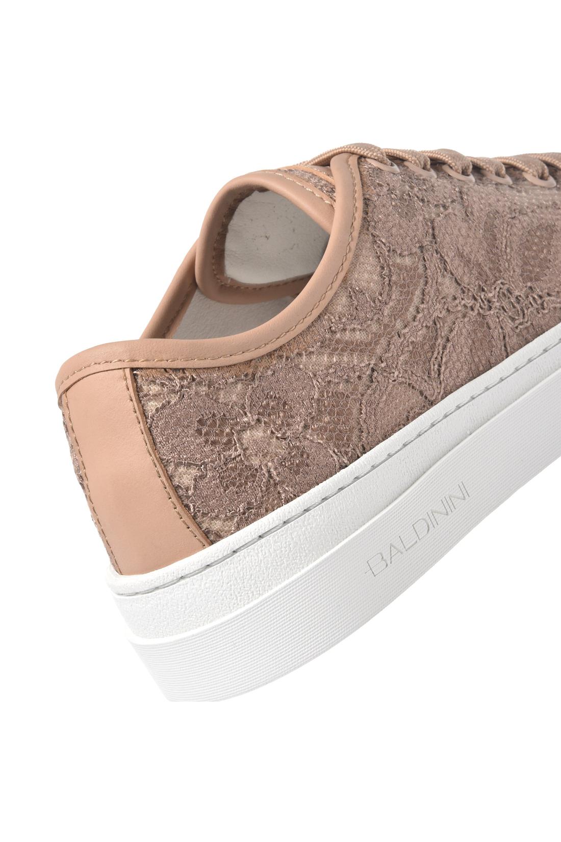 Nude patent and lace sneaker
