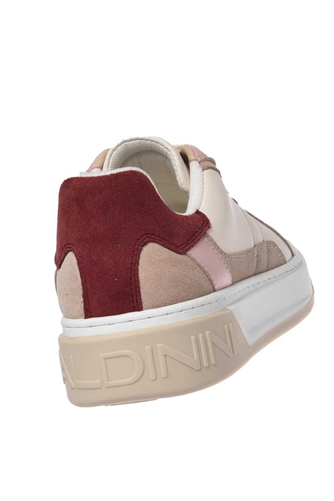 Beige suede and off white leather sneaker