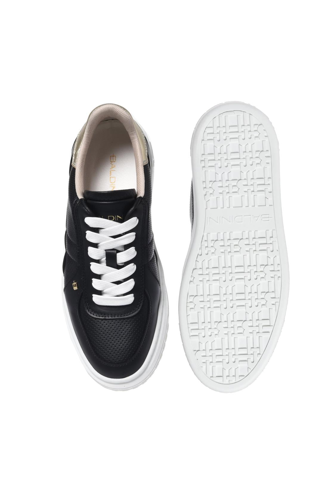 Black perforated leather sneaker
