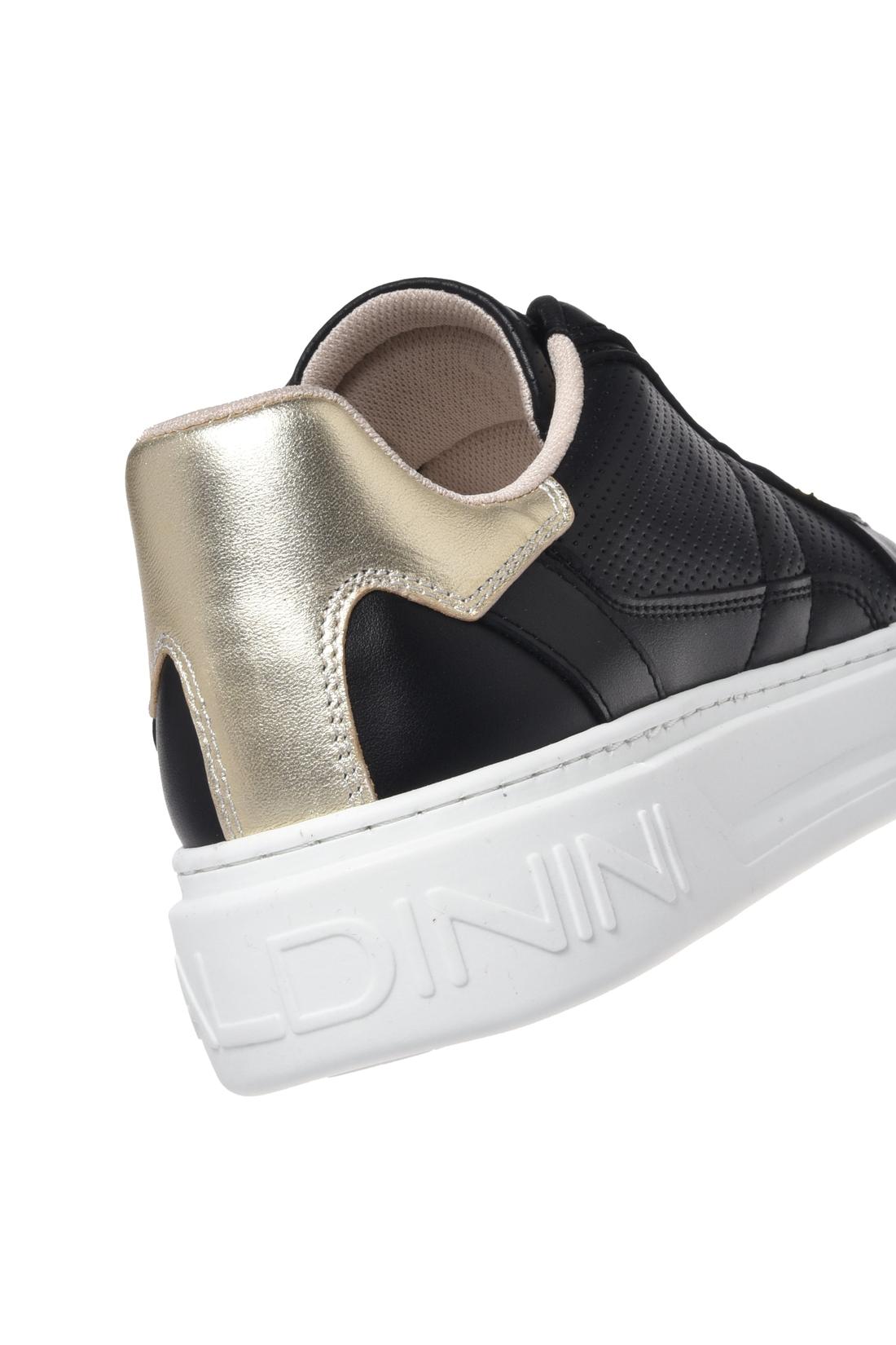 Black perforated leather sneaker