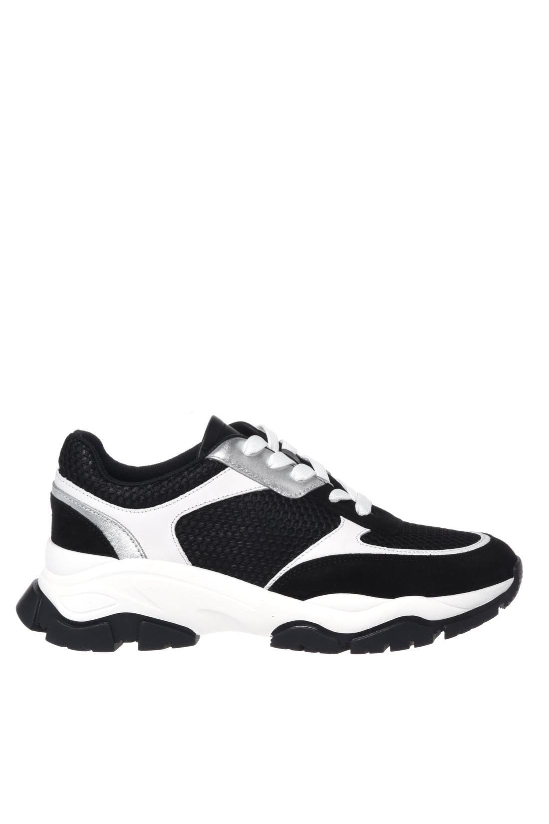 Black suede and mesh sneaker