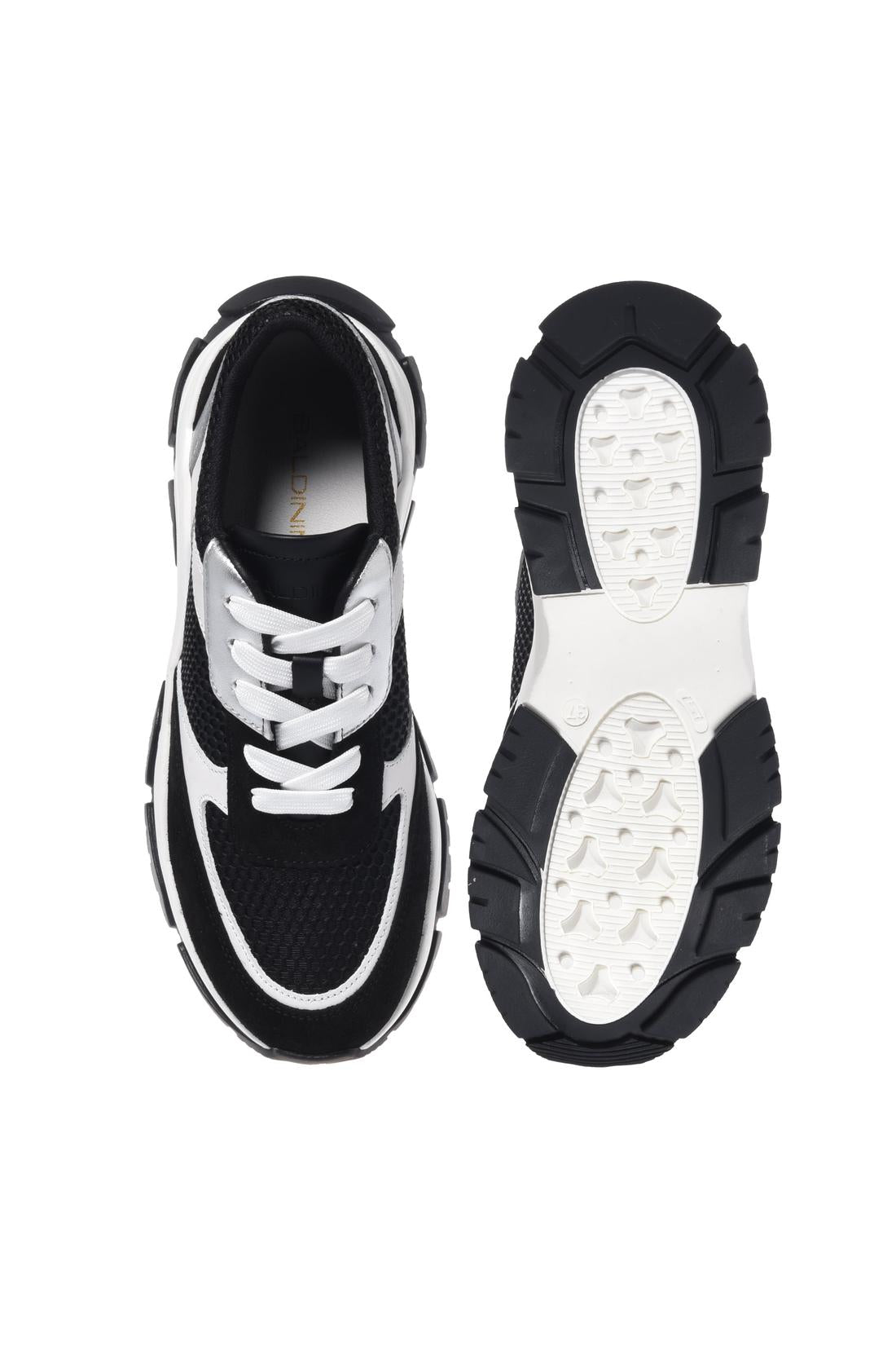 Black suede and mesh sneaker