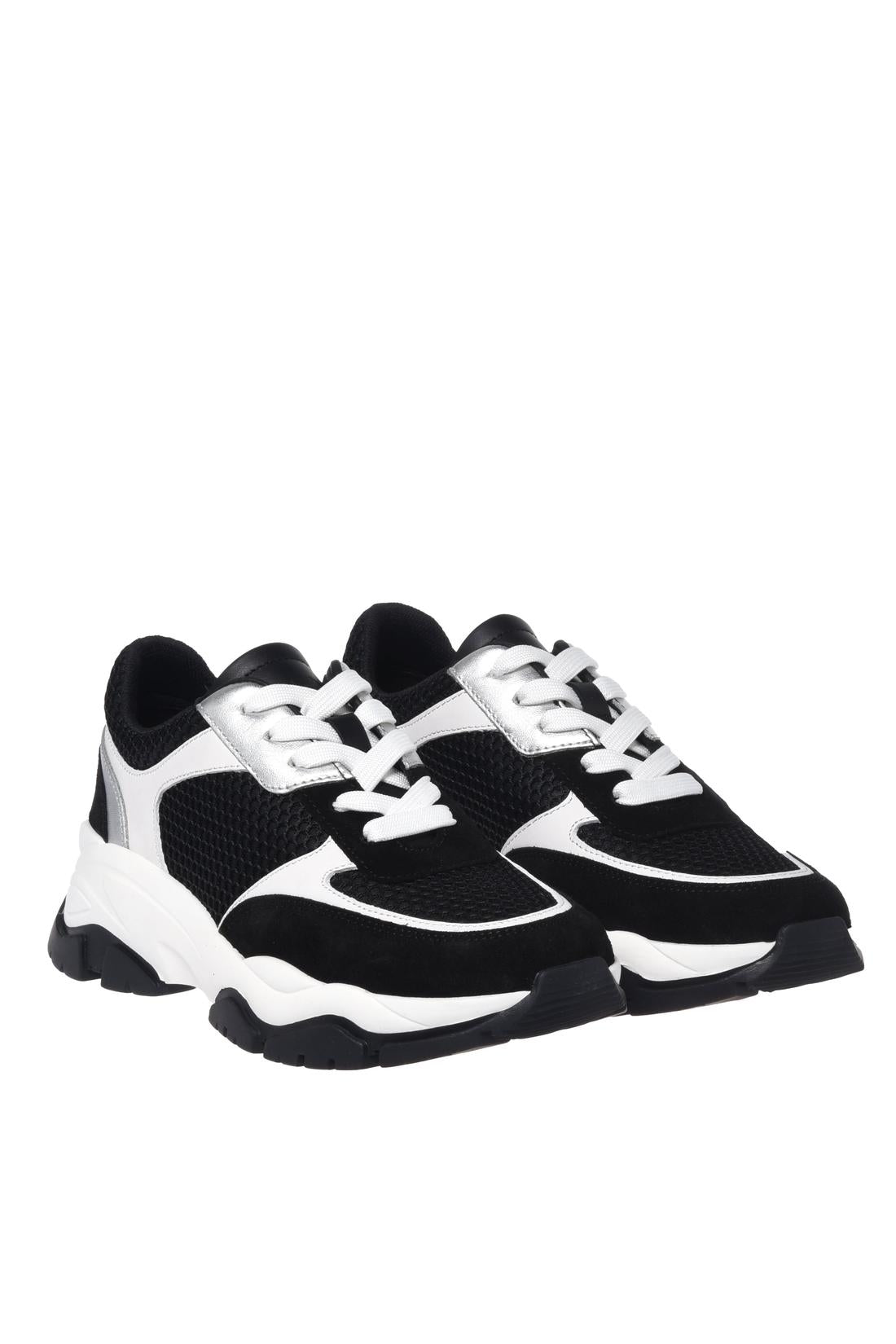 Black suede and mesh sneaker