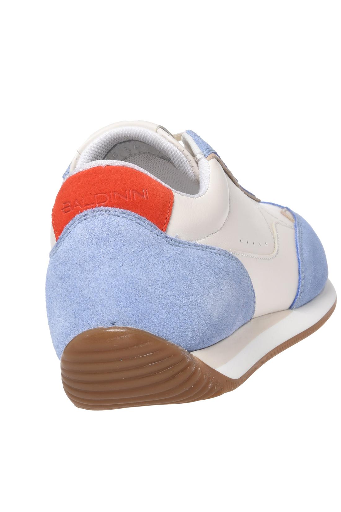 Cerulean blue suede and white leather sneaker
