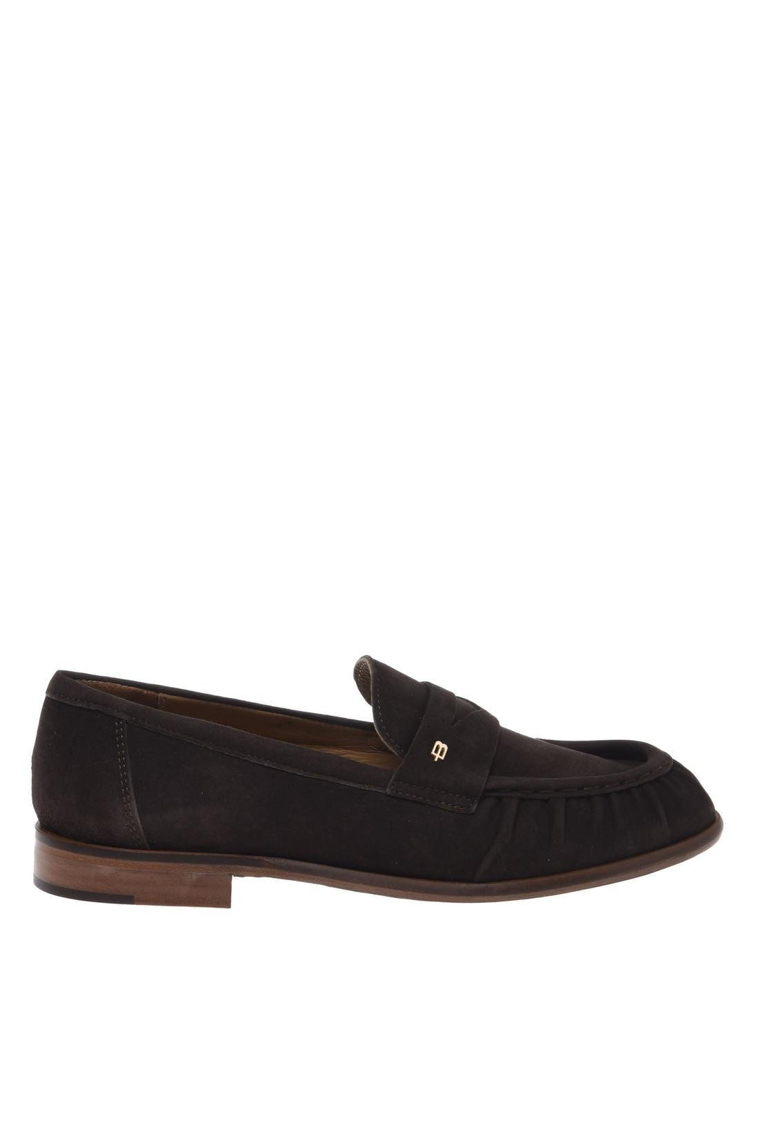 Dark brown suede loafers