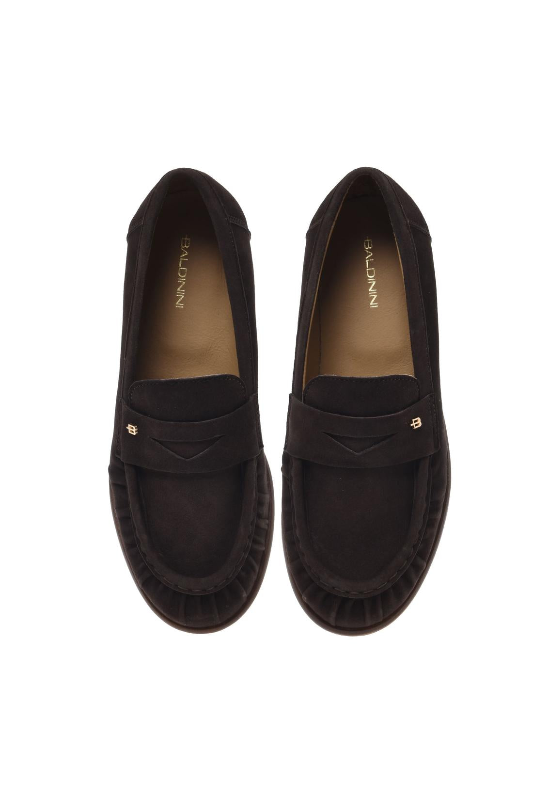 Dark brown suede loafers