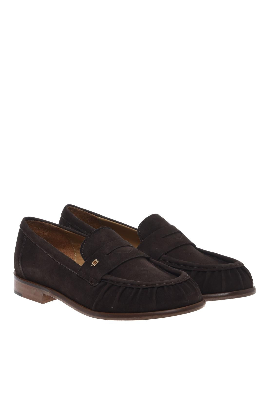 Dark brown suede loafers