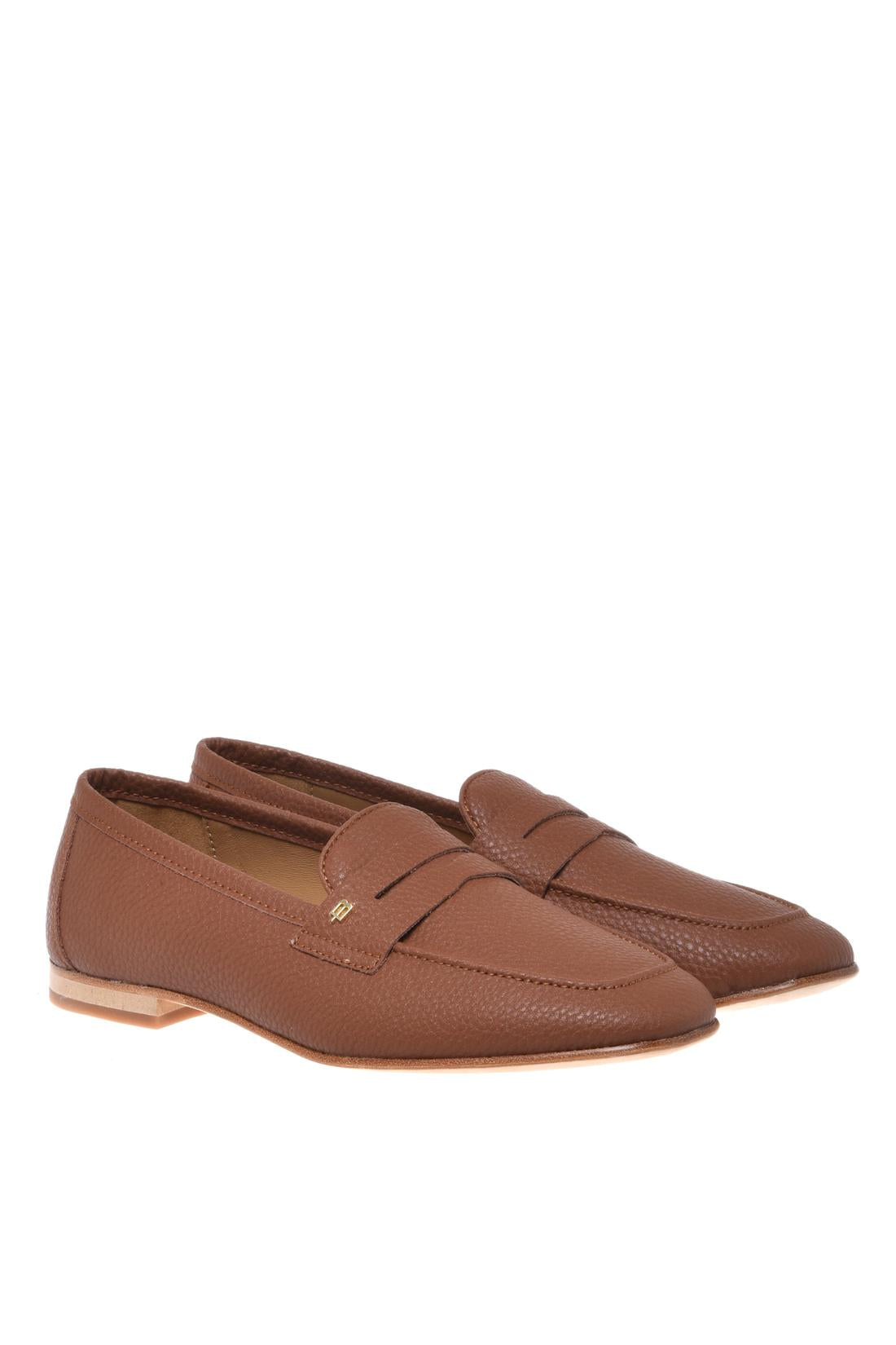 Brown grained leather loafer-Baldinini-OUTLET-ARCHIVIST-ARCHIVE-SALE