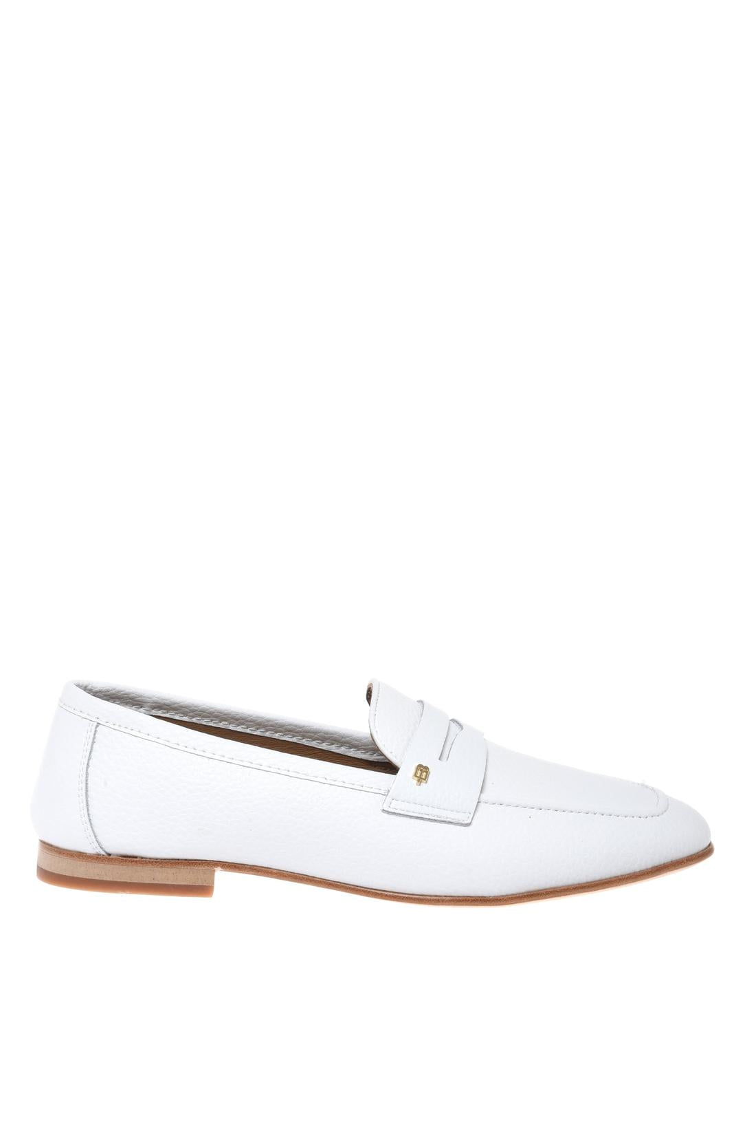 White grained leather loafer