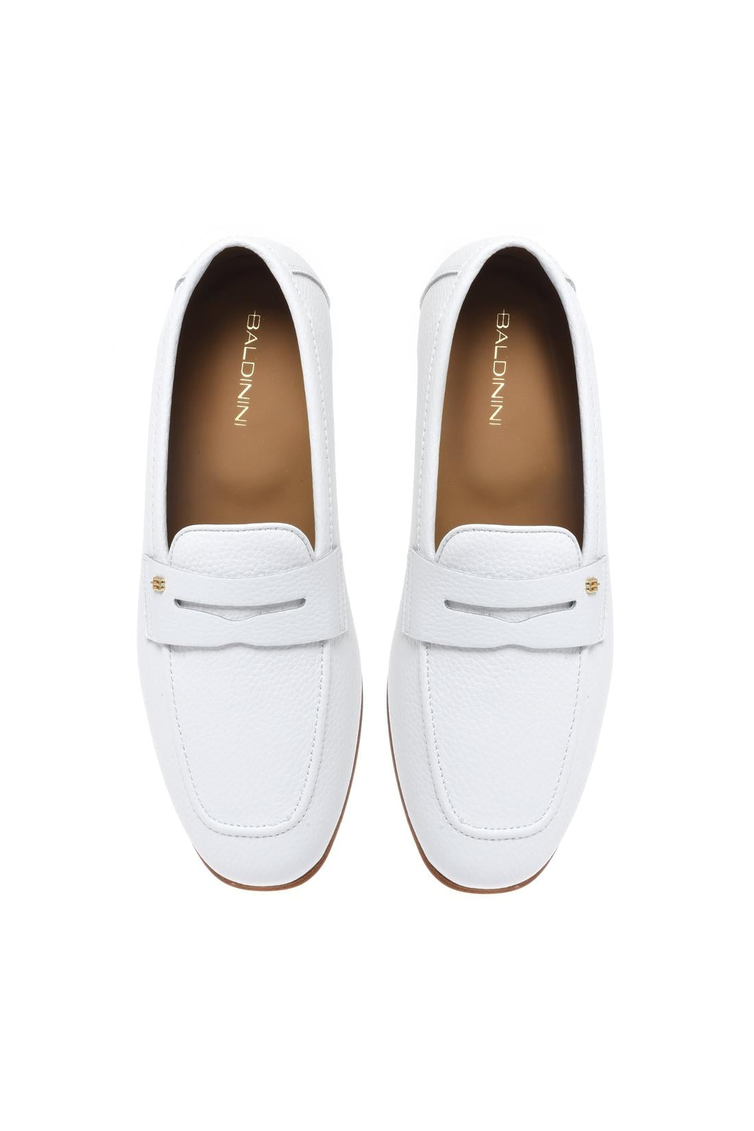 White grained leather loafer