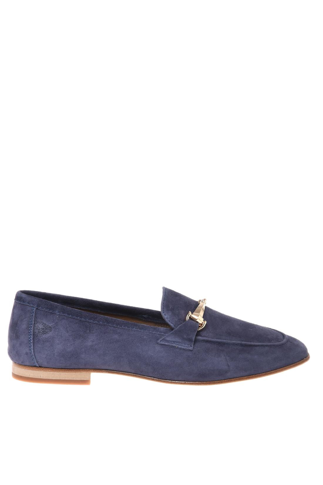 Blue suede leather loafer