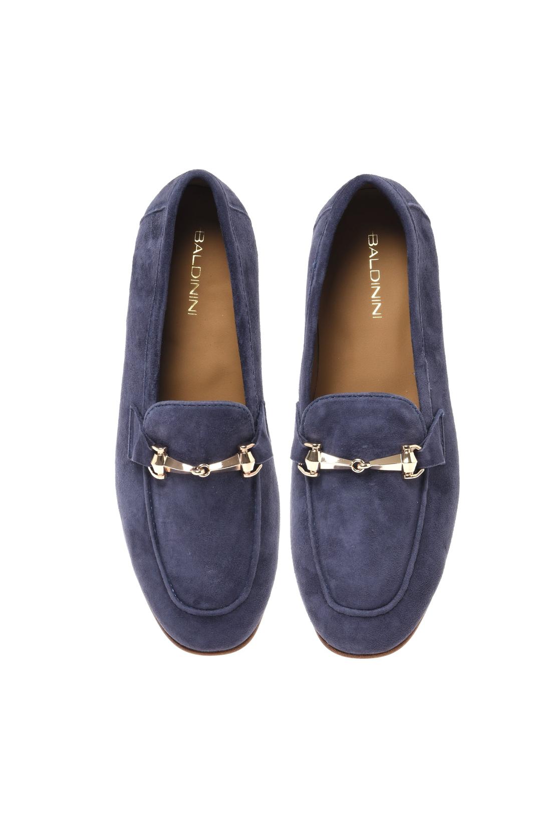 Blue suede leather loafer