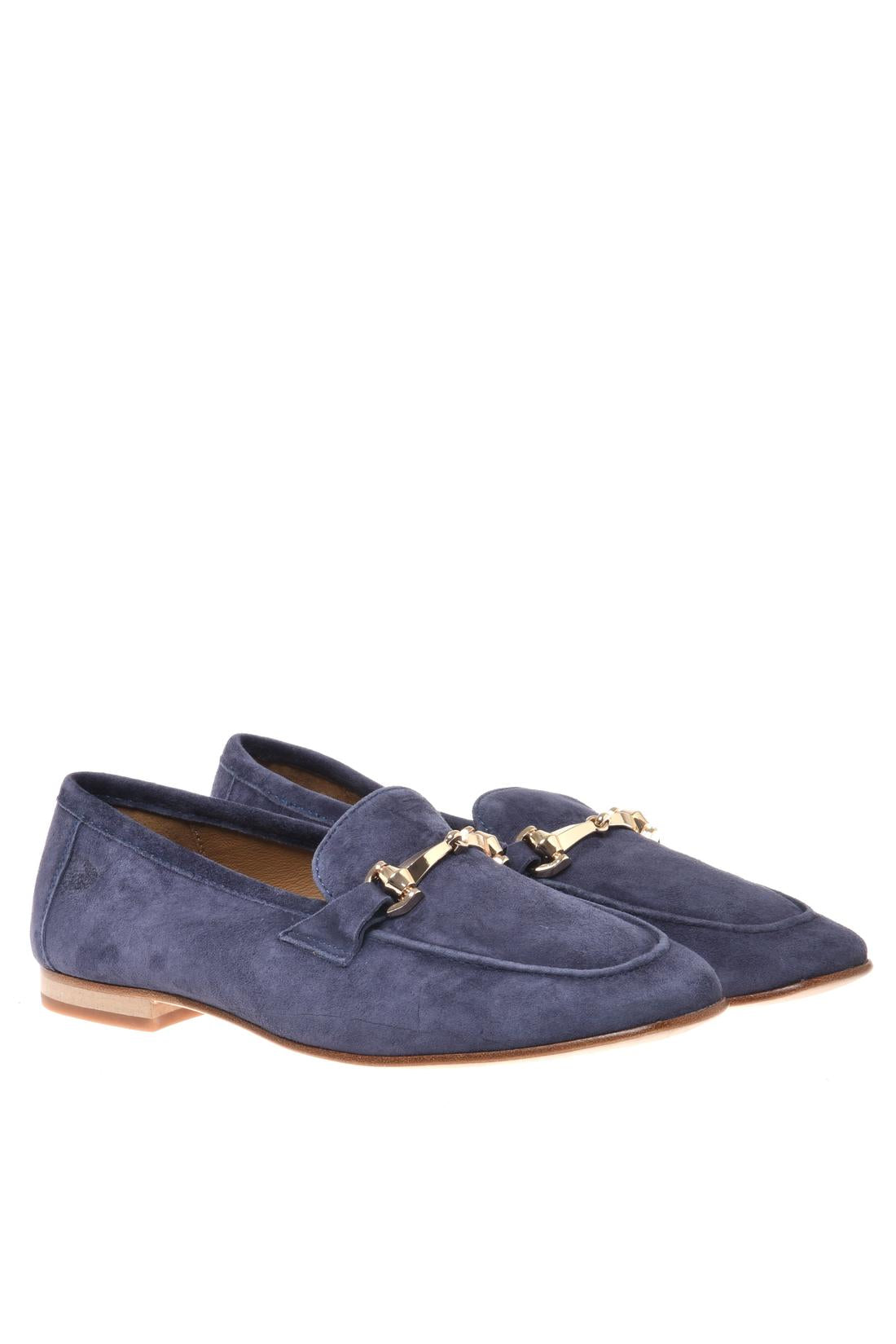 Blue suede leather loafer