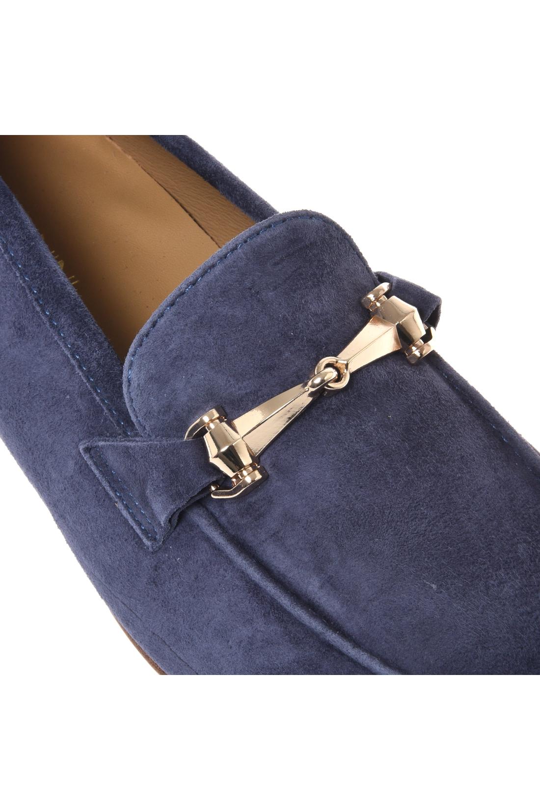 Blue suede leather loafer