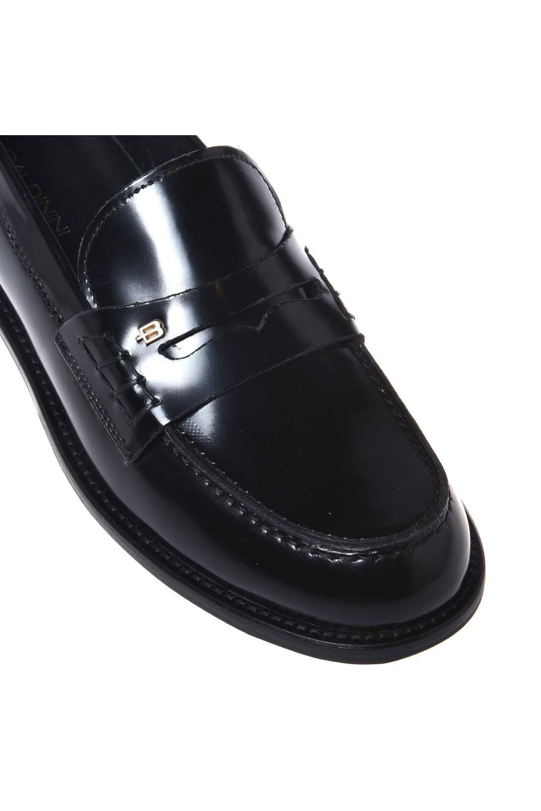 Black brush-off leather loafers