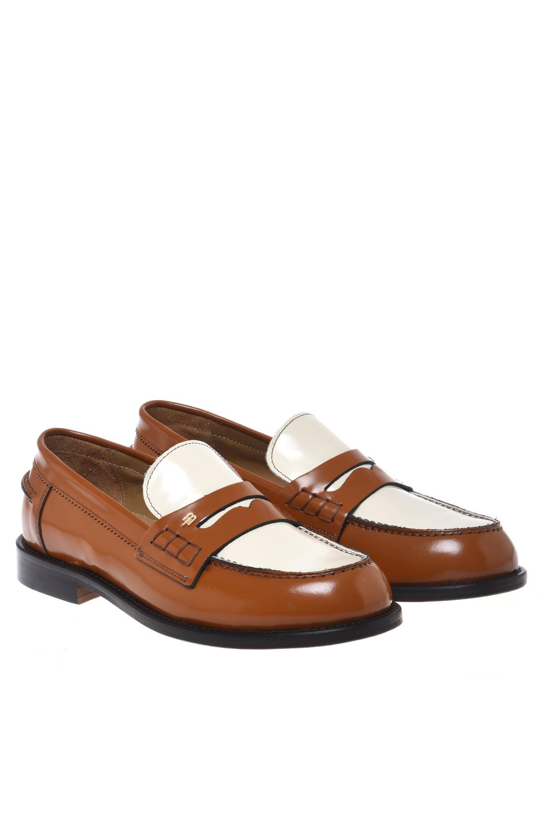 Loafer in burnished brown and cream polished leather-Baldinini-OUTLET-ARCHIVIST-ARCHIVE-SALE