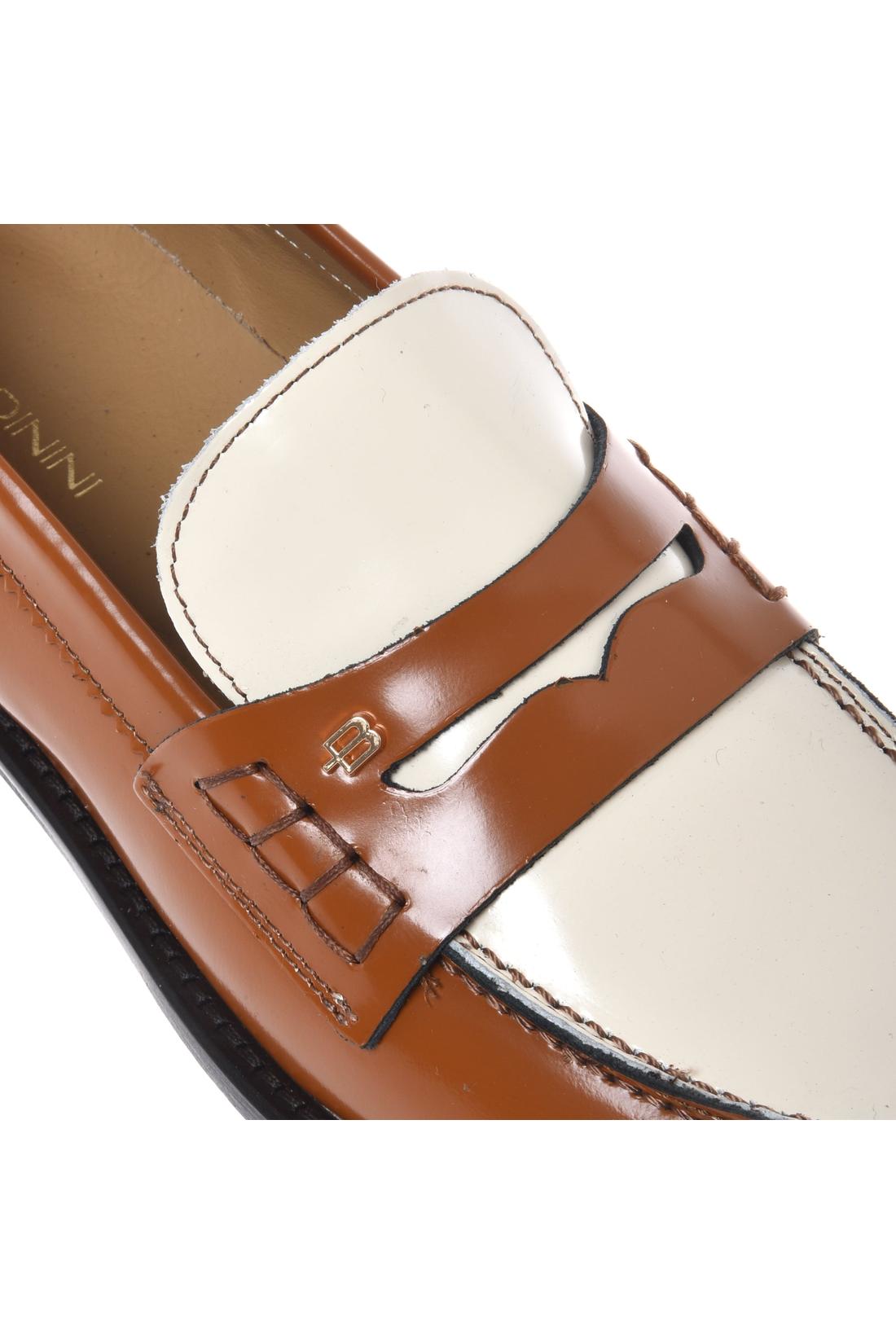 Loafer in burnished brown and cream polished leather-Baldinini-OUTLET-ARCHIVIST-ARCHIVE-SALE