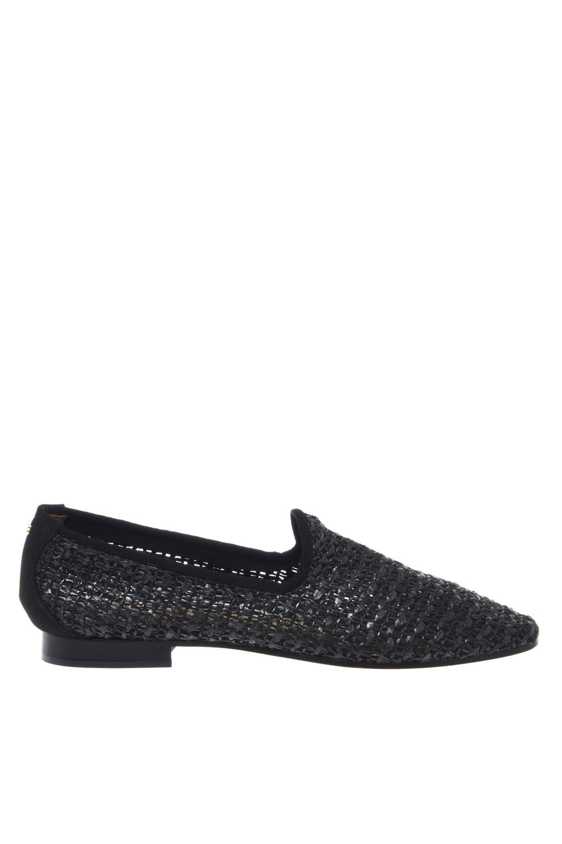 Black raffia loafer