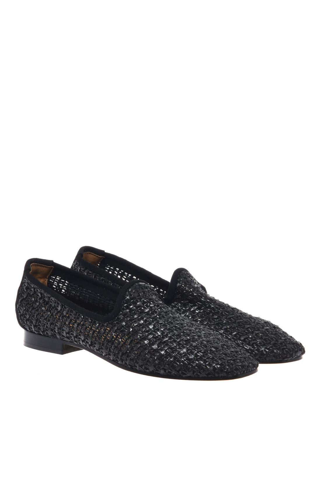 Black raffia loafer