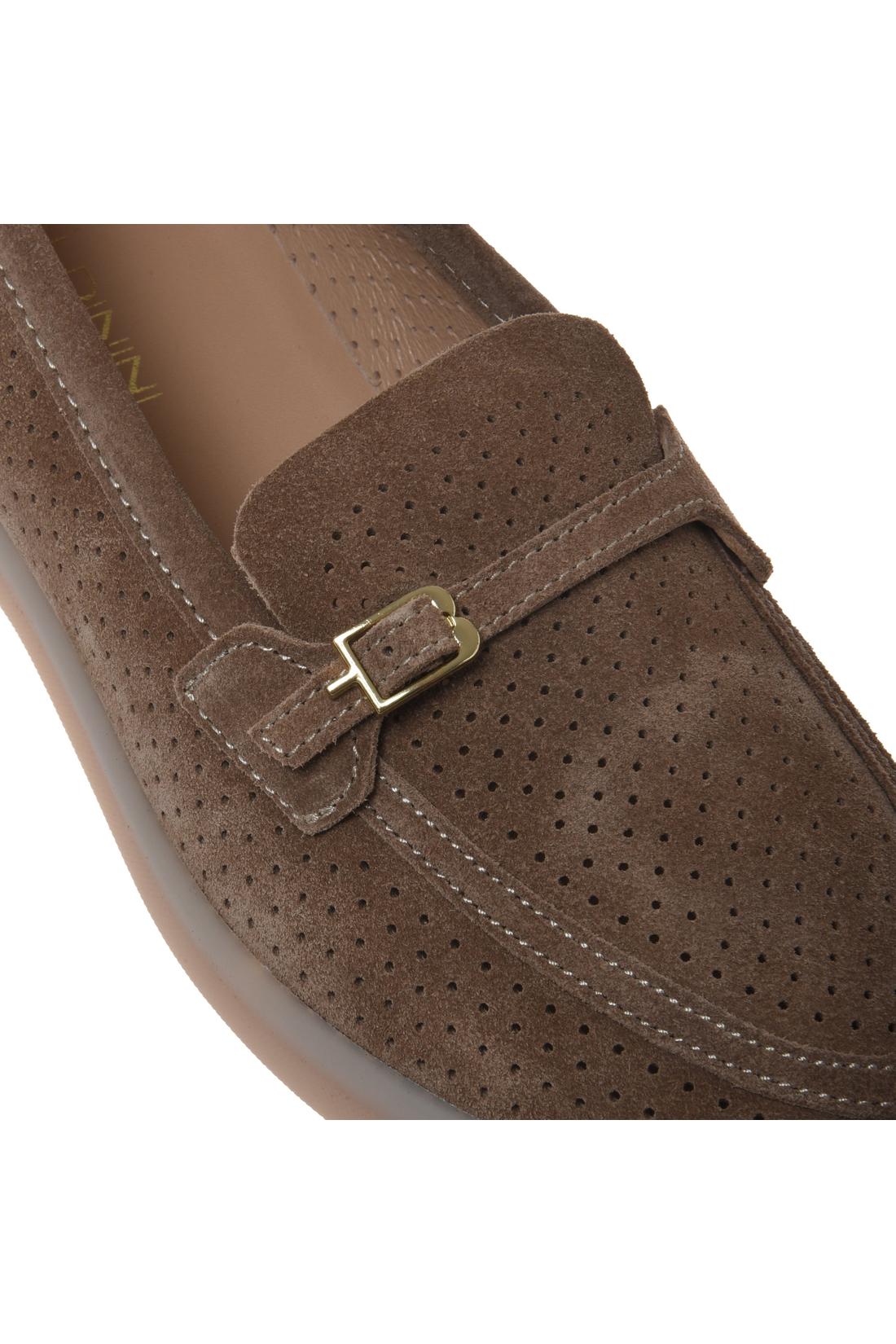 Brown perforated suede loafer