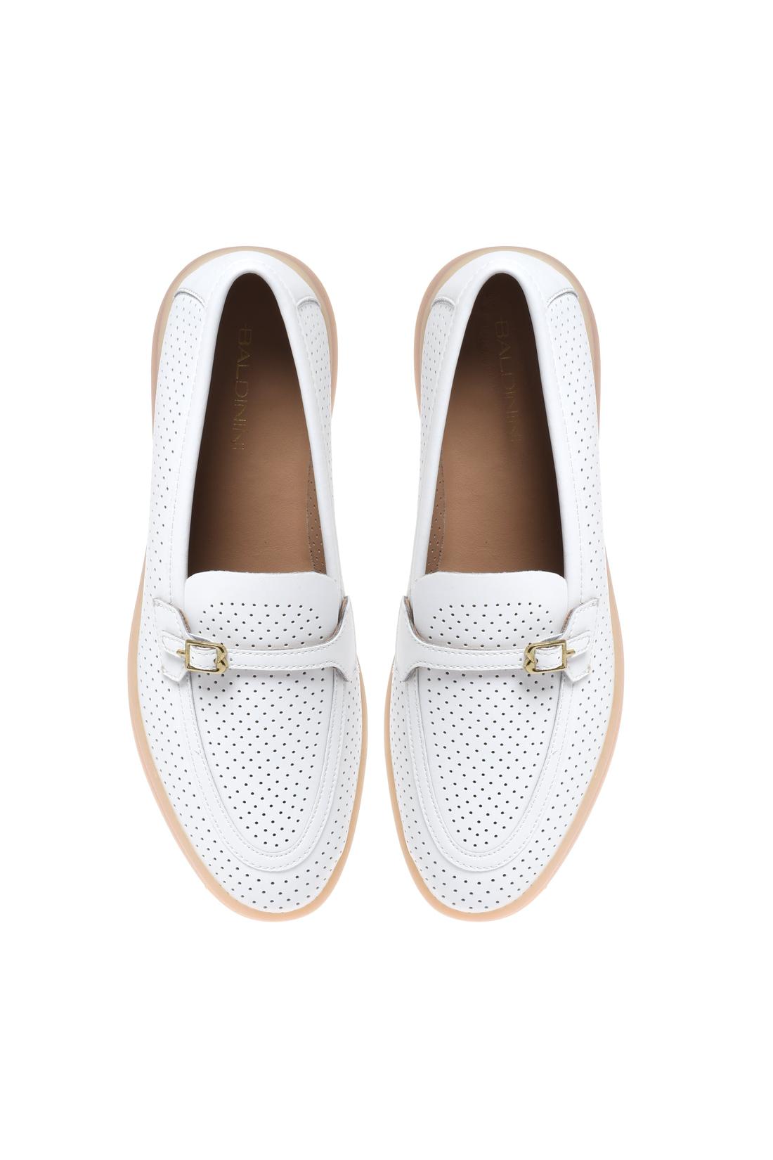 Loafer in perforated white nappa leather-Baldinini-OUTLET-ARCHIVIST-ARCHIVE-SALE