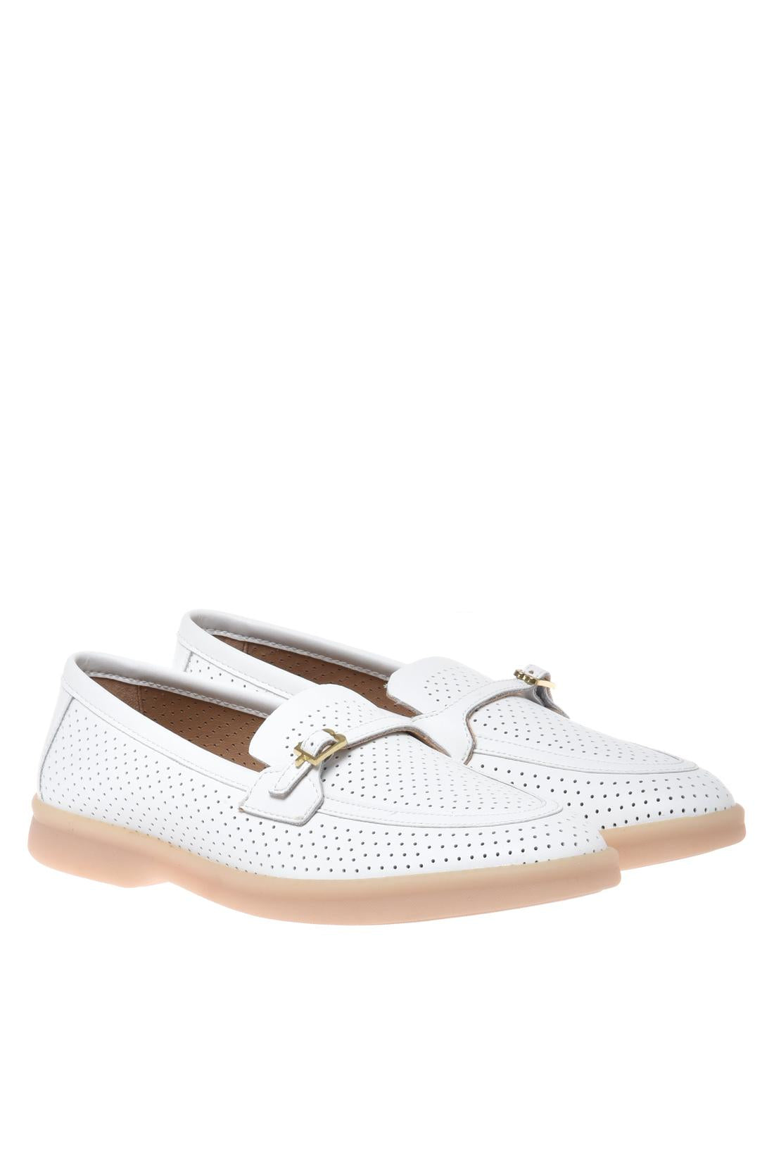 Loafer in perforated white nappa leather-Baldinini-OUTLET-ARCHIVIST-ARCHIVE-SALE