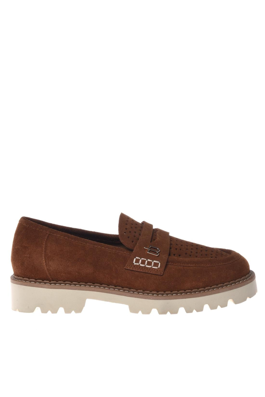 Loafer in perforated suede brown