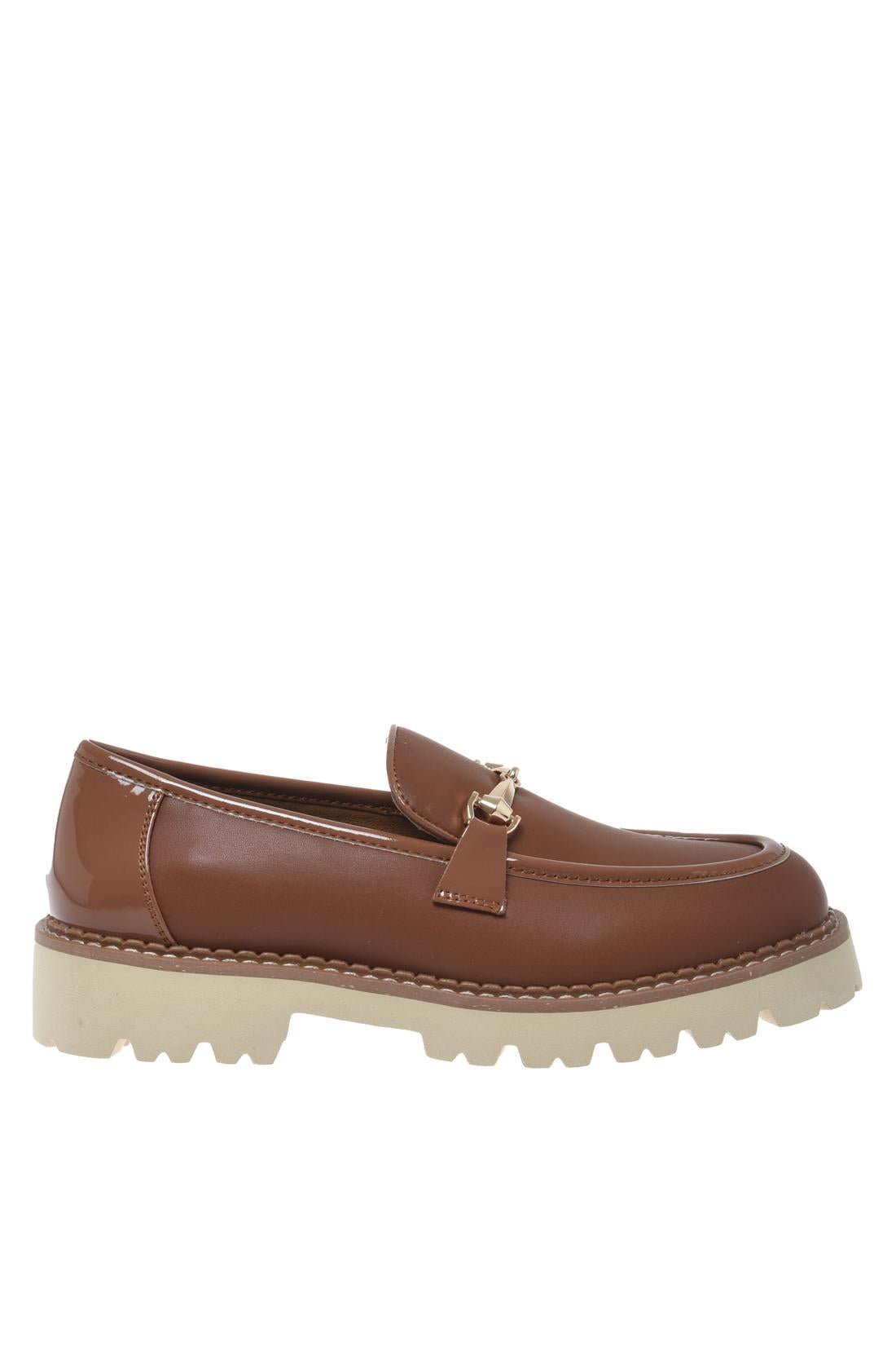 Loafer in brown leather and patent-Baldinini-OUTLET-35-CUOIO-ARCHIVIST-ARCHIVE-SALE